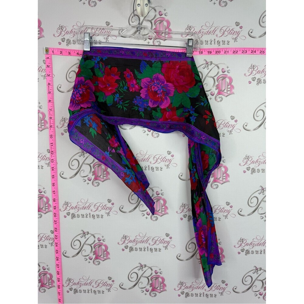 Floral Scarf with Bold Red & Purple Blooms